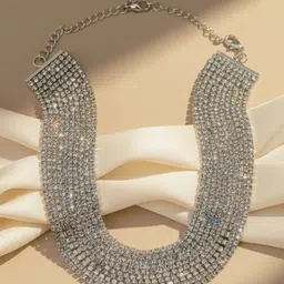 Ishhaara Silver-Plated Kundan Studded Statement Choker Necklace-picture-41