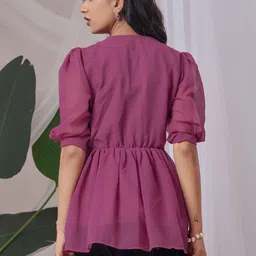 HIALTO Peach Floral Embroidered Top image 4