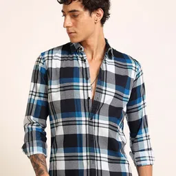 Bushirt Men Classic Fit Tartan Checked Spread Collar Pure Cotton Casual Shirt-image-22