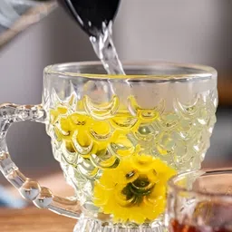 Dakshayanii Set Of 6 Transparent Crystal Clear Toughened Glass Tea Cups image 3