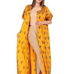 ROOHOO Women Ethnic Motifs Printed Sweatheart Neck Pure Cotton Maternity Maxi Nightdress-picture-30