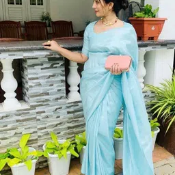 CaniBani Woven Design Zari Silk Blend Handloom Banarasi Saree image 2