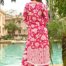 Sidhidata Floral Printed V-Neck Tunic & Trouser Co-Ord Set image 5
