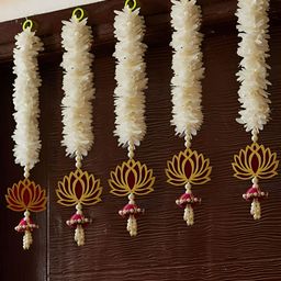 TIED RIBBONS White & Gold Toned 5 Pieces Hanging Lotus Torans-picture-41