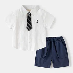 LULU & SKY Boys Striped Shirt with Shorts-picture-52