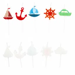 Party Anthem Sailor Themed Cake Candle with Stick - Pack of 5 image 3