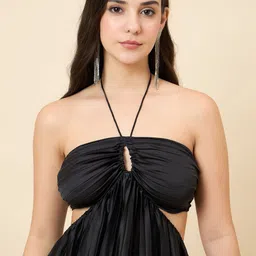 aayu Halter Neck Satin Maxi Dress image 5