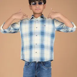 Crimsoune Club Boys Premium Slim Fit Tartan Checks Opaque Checked Casual Shirt-picture-26