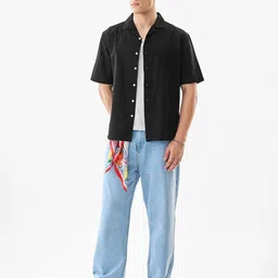 Snitch Men Boxy Fit Solid Cuban Collar Casual Shirt image 2