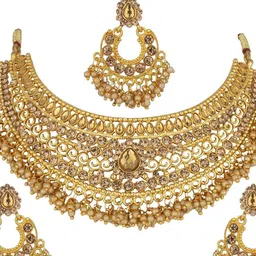 Women Click Stone-Studded & Beaded Jewellery Set image 1