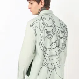 Bewakoof Oversized Marvel Merchandise Iron Man Printed Pure Cotton Shirt-picture-23