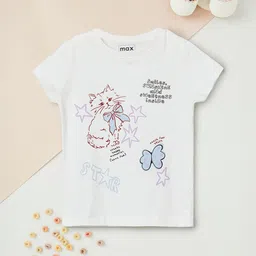max Girls Printed Round Neck Cotton T-shirt-image-35