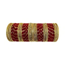 Shasmi Maroon Glass Artificial Stones Bangle image 1