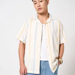 People Men Slim Fit Opaque Striped Casual Shirt-picture-36