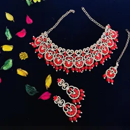 VATSALYA creation Rose Gold-Plated Artificial Stones Alloy Jewellery Set-image-60