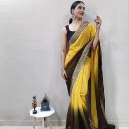 Rangtulika Ethnics Ombre Zari Poly Georgette Ready to Wear Saree-picture-15