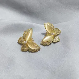 Anouk Gold Plated American Diamond Studded Quirky Korean Studs image 2
