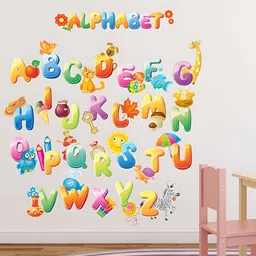 LANSTICK Blue & Green Printed Alphabet Wall Sticker-image-52
