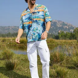 Campus Sutra Men Comfort Relaxed Fit Cuban Collar Abstract Printed Casual Shirt image 5