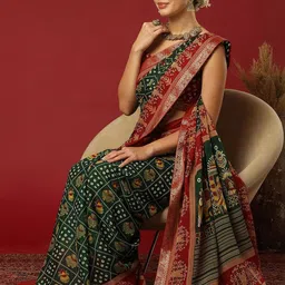SANISA Ethnic Motifs Pure Georgette Handloom Saree image 3