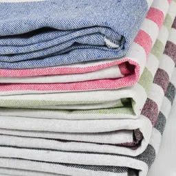 Aura 5-Pcs Pink & Blue Striped 180 GSM Pure CottonHandTowel image 4