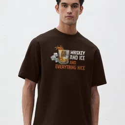 MaverIQ Typography Printed Round Neck Organic Cotton Oversized T-shirt-image-23