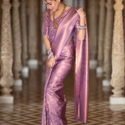 VILLE FASHION Woven Design Zari Art Silk Kanjeevaram Saree-image-94