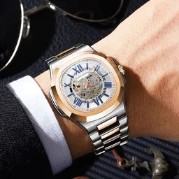 GIORDANO Men Dial & Stainless Steel Straps Automatic Motion Powered Watch GZ-50114-44 image 4