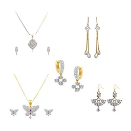 Sitashi Gold-Plated Alloy Cubic Zirconia Pendant & Earrings-picture-22