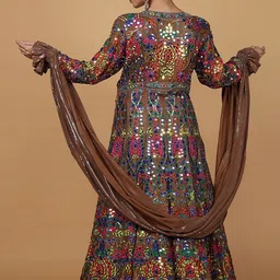 MILU MADAN Women Embellished Sequinned Semi-Stitched Lehenga & Blouse With Dupatta image 2