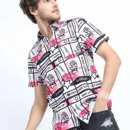 LOCOMOTIVE Men Cutaway Collar Graphic Printed Slim Fit Casual Shirt-image-48