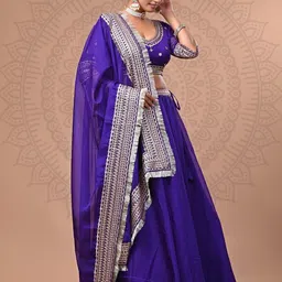 Futra Gabha Embroidered Sequinned Semi-Stitched Lehenga & Unstitched Blouse With Dupatta image 1