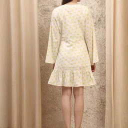 JAKANARY Floral Printed Flared Sleeve A-Line Midi Dress image 3