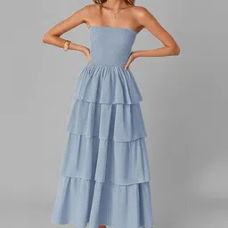 KUNDAN FAB Women Strapless Bandeau Midi Dress-picture-31