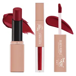 Beauty People Dual Kiss 2-In-1 Matte Liquid Lipstick- 3.8 g + 4 ml- Fiery Red-picture-16