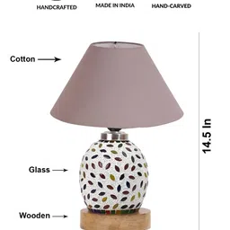 Aura Grey & White Frustum Shape Glass & Wooden Table Lamp image 2
