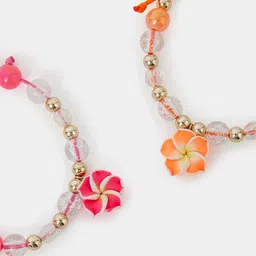 Accessorize London Girls Set Of 2 Artificial Beaded Flower Charm Cord Bracelet image 2