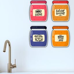 CVANU Pink & Blue 4 Pieces Jar Printed Hanging Wall Decor-picture-11