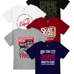 LI'L CUPID Boys Pack of 5 Printed Cotton T-shirt-picture-13