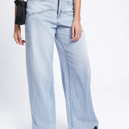 glitchez Women Panelled Baggy Wide-Leg Heavy Fade Jeans-image-17