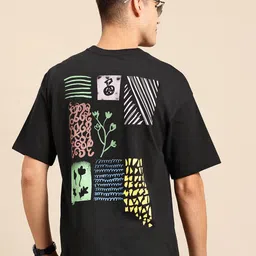 Mast & Harbour Abstract Printed Drop-Shoulder Sleeves T-Shirt image 1