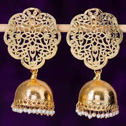 Sukkhi Gold-Plated Dome Shaped Jhumkas-picture-40