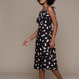 Roadster Abstract Print Crepe A-Line Midi Dress image 4