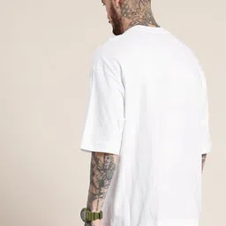 HERE&NOW Printed Drop-Shoulder Sleeves Oversized Pure Cotton T-shirt image 3