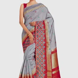 Mimosa Grey Embroidered Sarees With Blouse image 1
