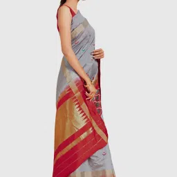 Mimosa Grey Embroidered Sarees With Blouse image 3