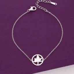 Kai Jewel Sterling Silver Simple Leaf Bezel Bracelet for Women-image-73