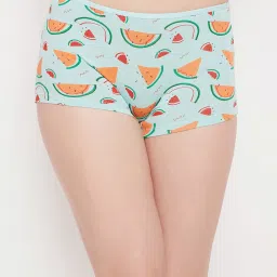 Clovia Sky Blue Printed Boy Shorts image 1