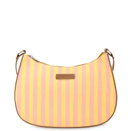 Fastrack Powder Pink & Yellow Striped Small Sling Handbag image 5
