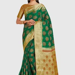 Mimosa Green Woven Sarees With Blouse image 1